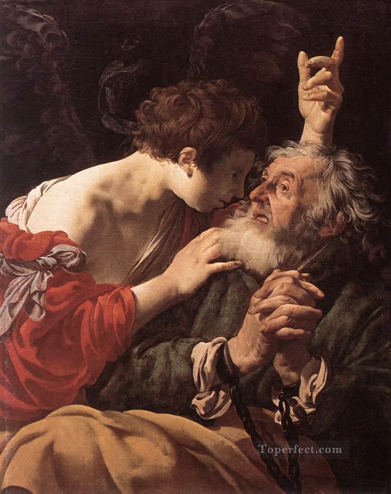 聖ペテロの救出 オランダの画家ヘンドリック・テル・ブリュッヘン油絵